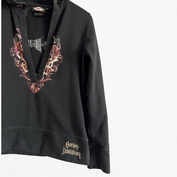 HARLEY DAVIDSON AUTHENTIC WILL Women’s Black Hoodie with Deep V Neckline… - Picture 3 of 3